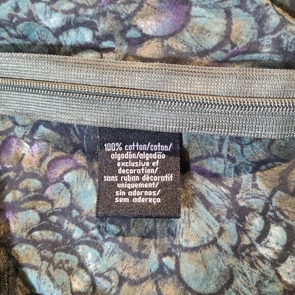 Calvin Klein Jeans Babydoll Blouse M Green Purple Floral V-Neck Tie Waist - Picture 10 of 10